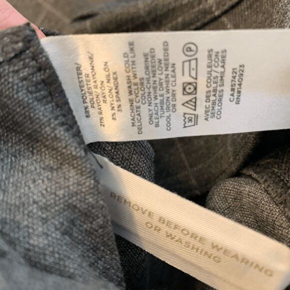 LOFT Women's Plaid Mid-Rise Flat Front Skinny Ankle Pants Gray White Size 4 - Picture 5 of 8